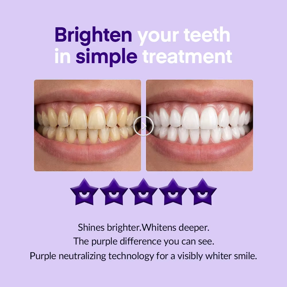Custom Logo 42 Strips Purple Color Corrector Teeth Whitening Strips Insatnt Bright Tooth Strips Peroxide Free