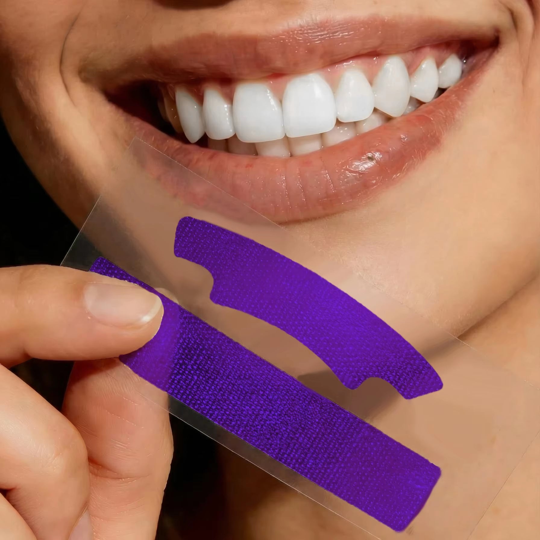 Custom Logo 42 Strips Purple Color Corrector Teeth Whitening Strips Insatnt Bright Tooth Strips Peroxide Free