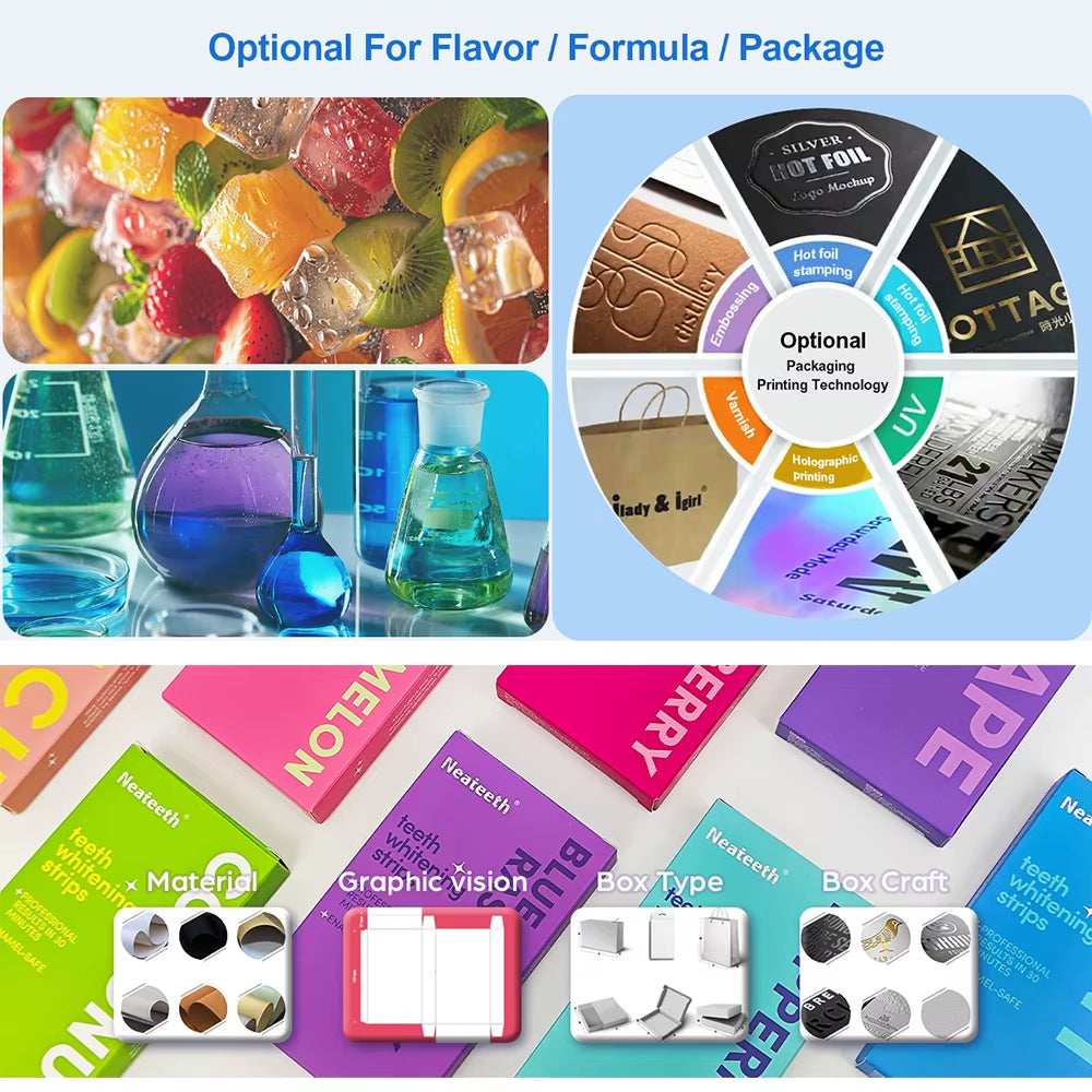 Custom Logo 42 Strips Purple Color Corrector Teeth Whitening Strips Insatnt Bright Tooth Strips Peroxide Free